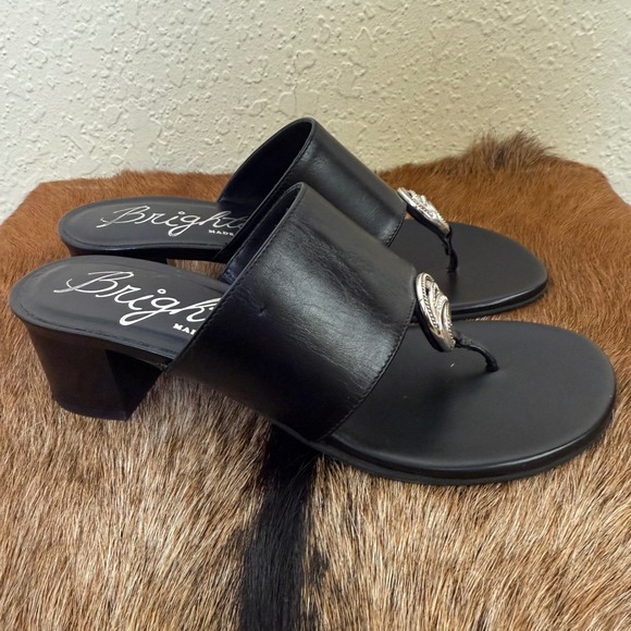 Brighton 7.5 Black Katia Embellished Sandals Neptune's Ring Collection Italy - Picture 3 of 7